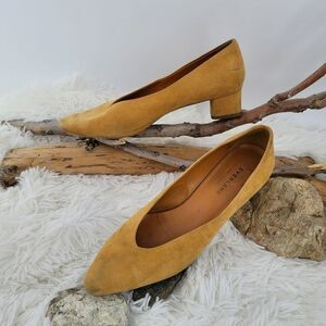 Everlane suede block heel pumps